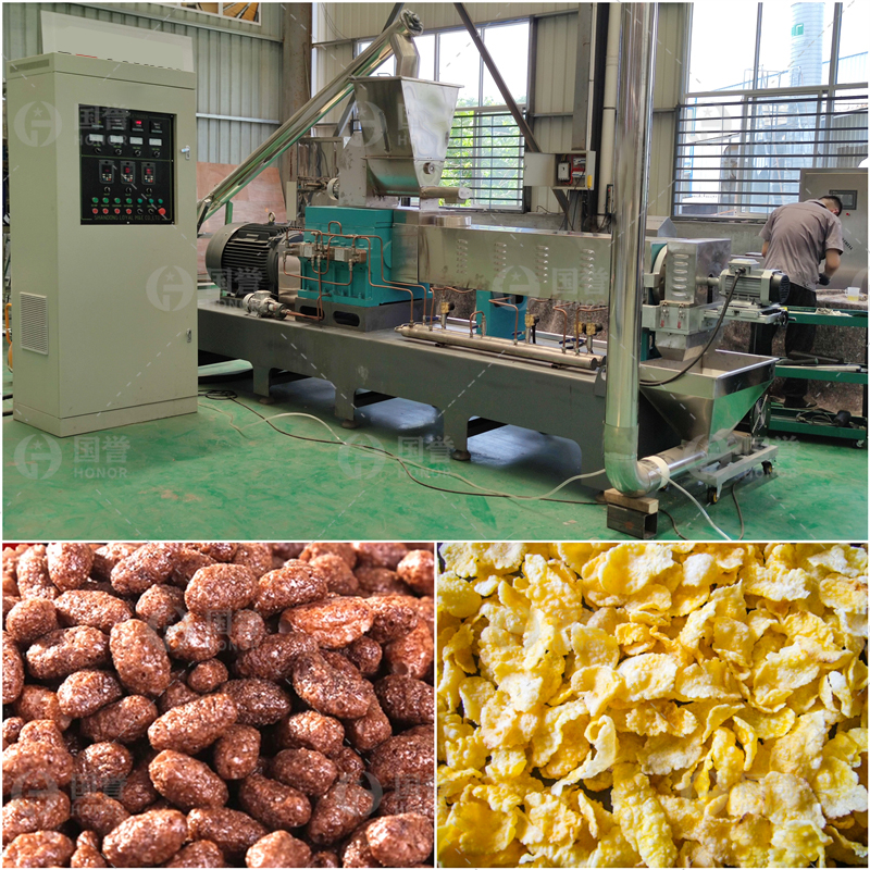 早餐谷物玉米片生产线设备 冲泡即食谷物片生产加工机器设备